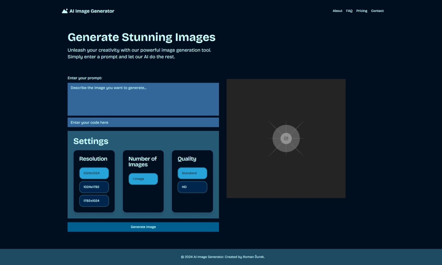 AI Image Generator screen 1