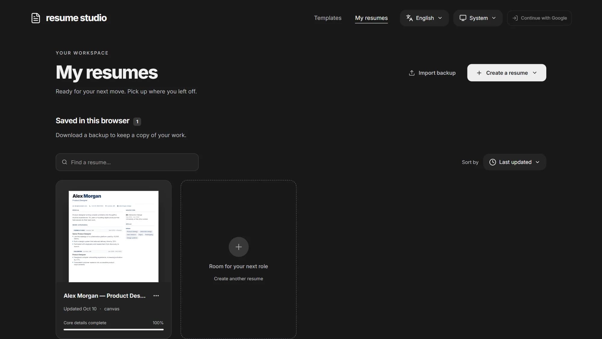 Resume Studio screen 5