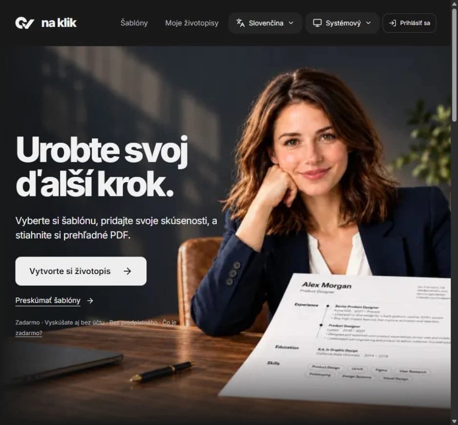 CV in a Click screen 2